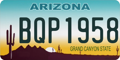 AZ license plate BQP1958