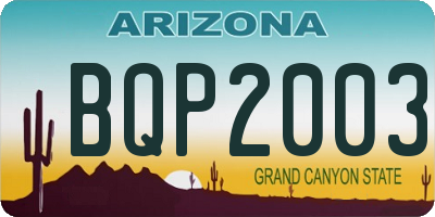 AZ license plate BQP2003