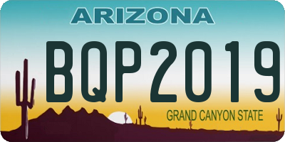 AZ license plate BQP2019