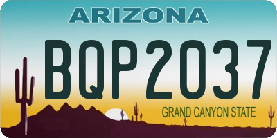 AZ license plate BQP2037