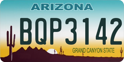 AZ license plate BQP3142