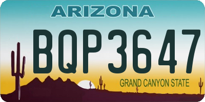 AZ license plate BQP3647