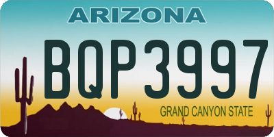 AZ license plate BQP3997