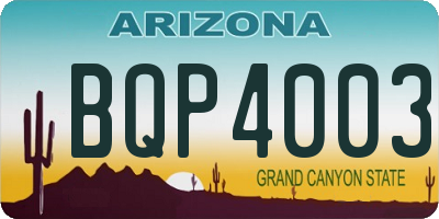 AZ license plate BQP4003