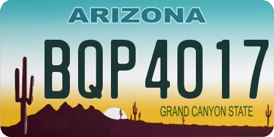 AZ license plate BQP4017