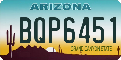 AZ license plate BQP6451