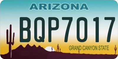 AZ license plate BQP7017