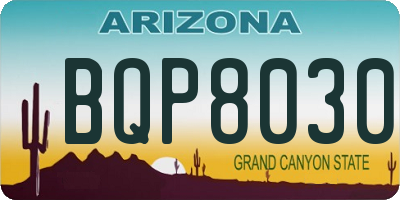 AZ license plate BQP8030