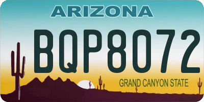 AZ license plate BQP8072