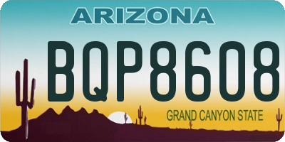 AZ license plate BQP8608