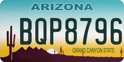 AZ license plate BQP8796