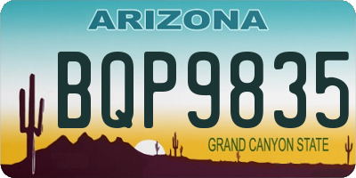 AZ license plate BQP9835