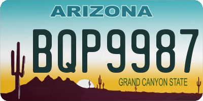 AZ license plate BQP9987