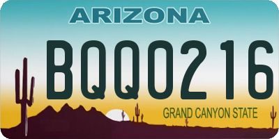 AZ license plate BQQ0216