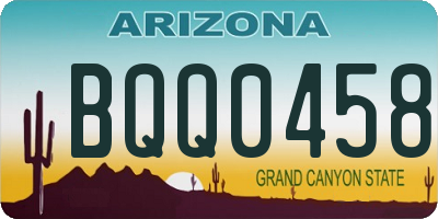 AZ license plate BQQ0458