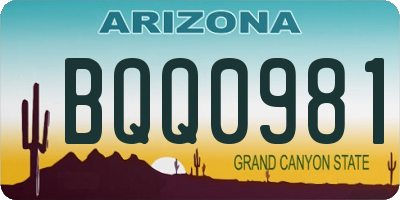 AZ license plate BQQ0981