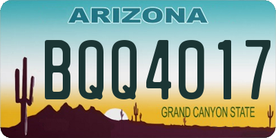 AZ license plate BQQ4017