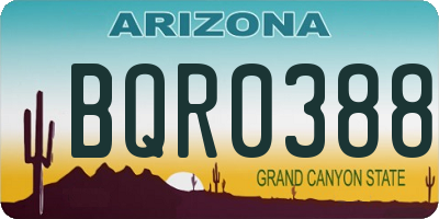 AZ license plate BQR0388