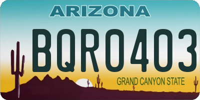 AZ license plate BQR0403