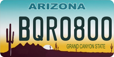 AZ license plate BQR0800