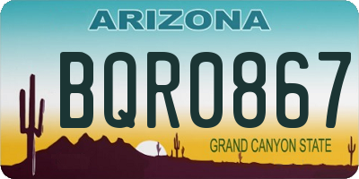 AZ license plate BQR0867