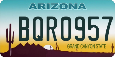 AZ license plate BQR0957