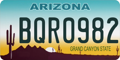 AZ license plate BQR0982