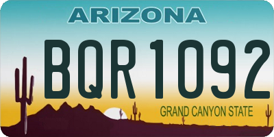 AZ license plate BQR1092
