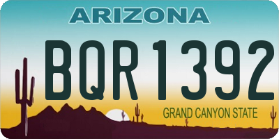 AZ license plate BQR1392