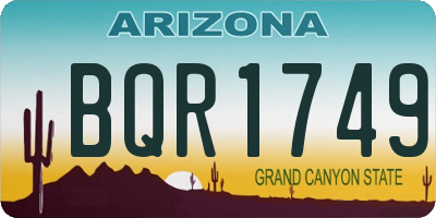 AZ license plate BQR1749