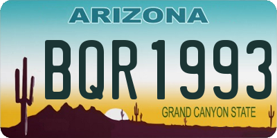 AZ license plate BQR1993