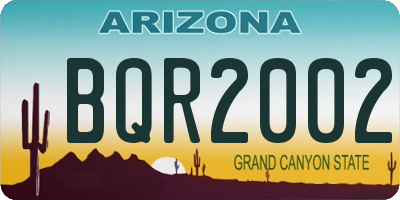 AZ license plate BQR2002