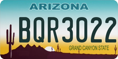 AZ license plate BQR3022