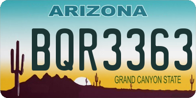 AZ license plate BQR3363