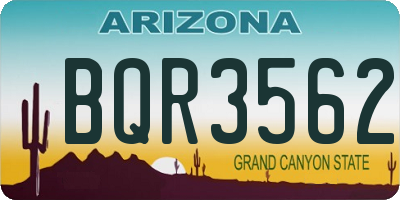 AZ license plate BQR3562