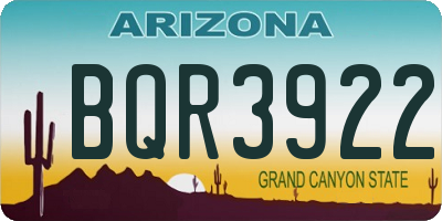 AZ license plate BQR3922