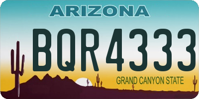AZ license plate BQR4333