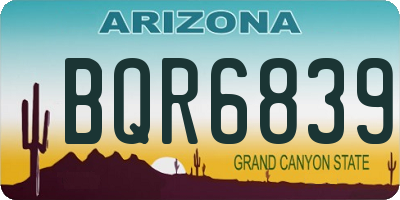 AZ license plate BQR6839