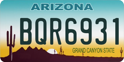 AZ license plate BQR6931