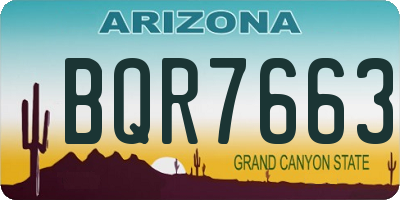 AZ license plate BQR7663