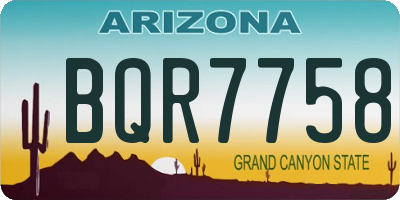 AZ license plate BQR7758