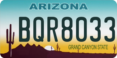AZ license plate BQR8033