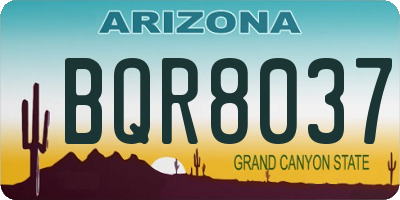 AZ license plate BQR8037