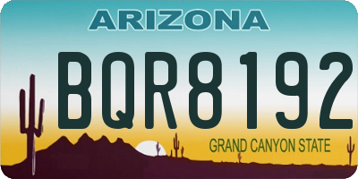 AZ license plate BQR8192
