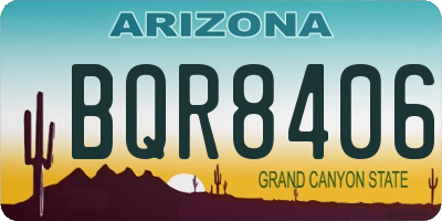 AZ license plate BQR8406