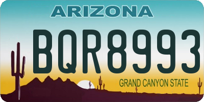 AZ license plate BQR8993