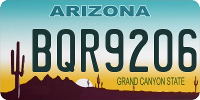AZ license plate BQR9206
