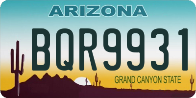 AZ license plate BQR9931