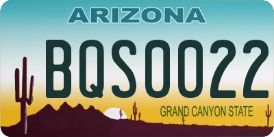 AZ license plate BQS0022