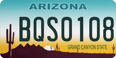 AZ license plate BQS0108